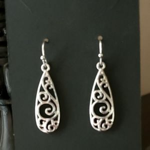 Silver Teardrop Filagree Earrings